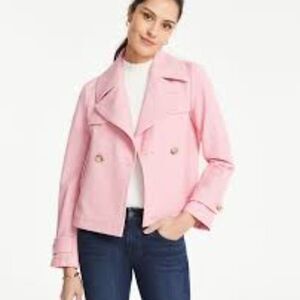 Ann Taylor Short Trench Coat Carnation Pink